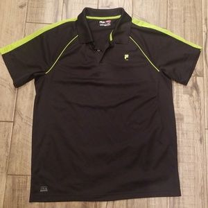 Mens fila collared golf shirt black and green
